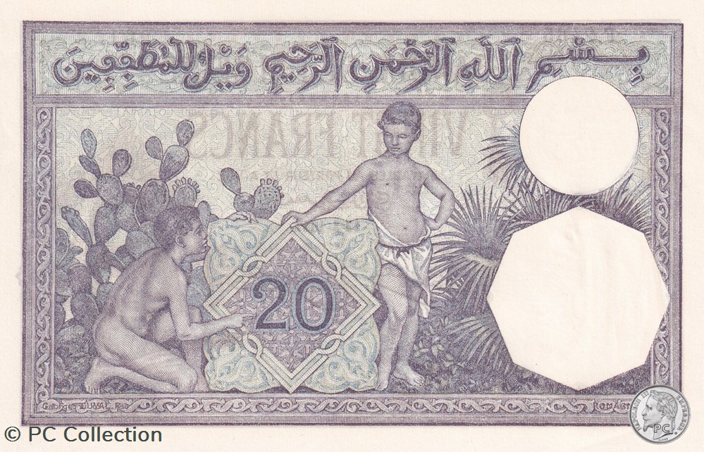 1927 Pick78b 261 20 Franc algérien Unc billets afrique 1927 pick78b 261 20 franc algerien unc