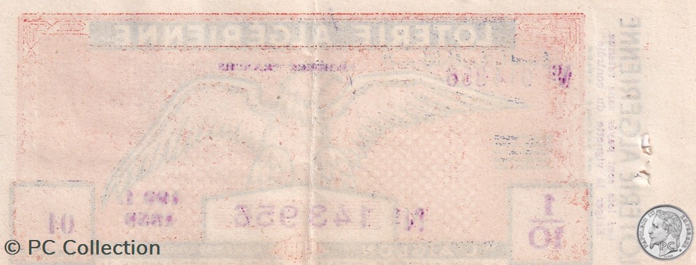 Loterie Algérienne 1/10éme 1ere Tranche 1959 billets afrique loterie algerienne 1 10eme 1ere tranche 1959