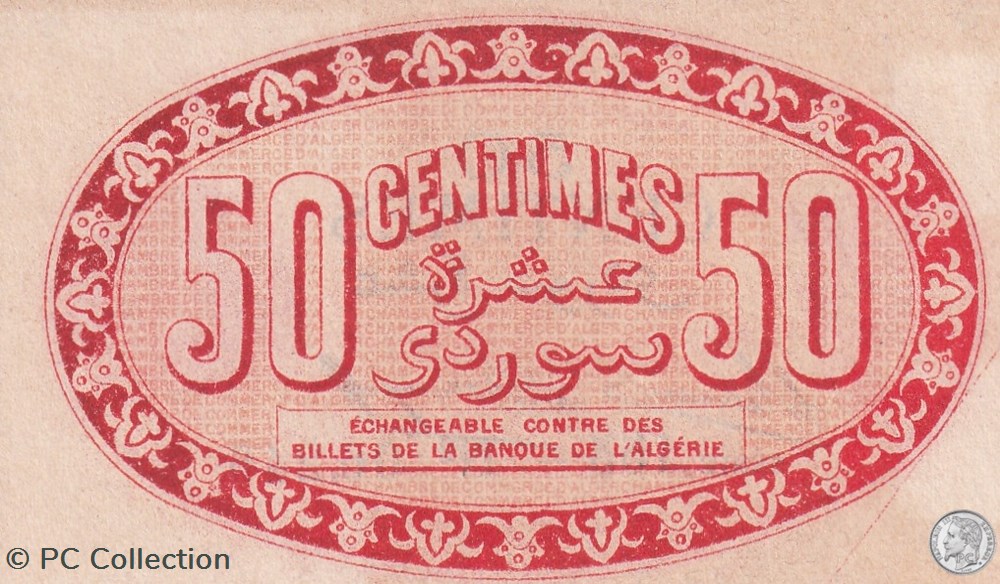 137-5-13/1/1915 Alger 50 cts Cdc. (4) billets afrique algerie 137 5 13 1 1915 alger 50 cts cdc 4