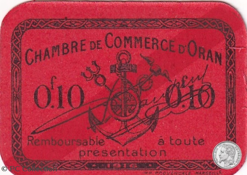 141-51-1916 Oran 10 Cts Cdc billets afrique algerie 141 51 1916 oran 10 cts cdc