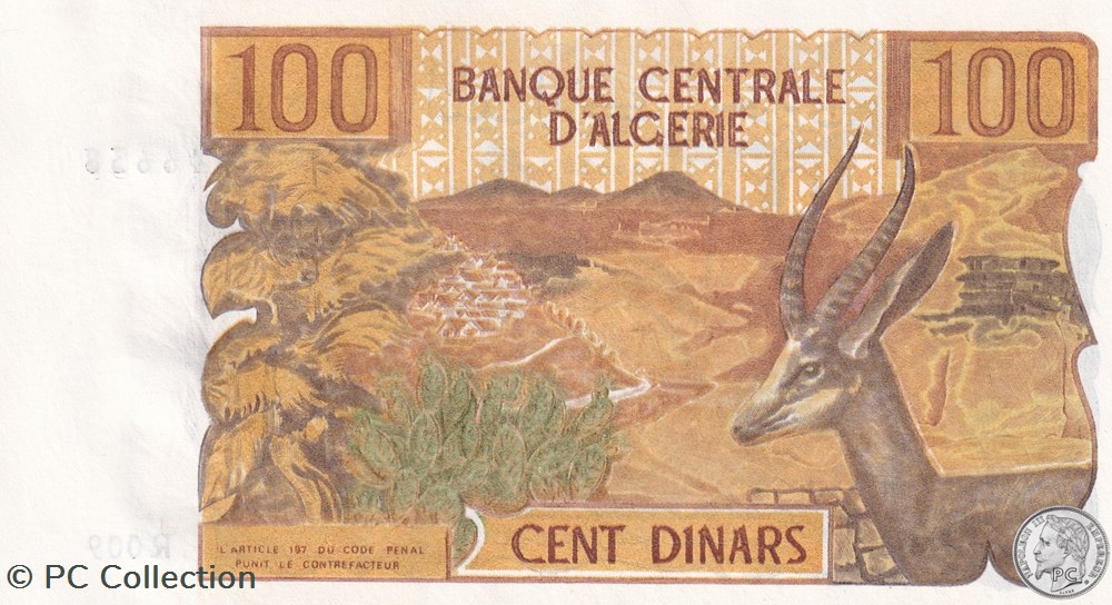 billets afrique 1970 pick128a 100 dinar algerien unc 26
