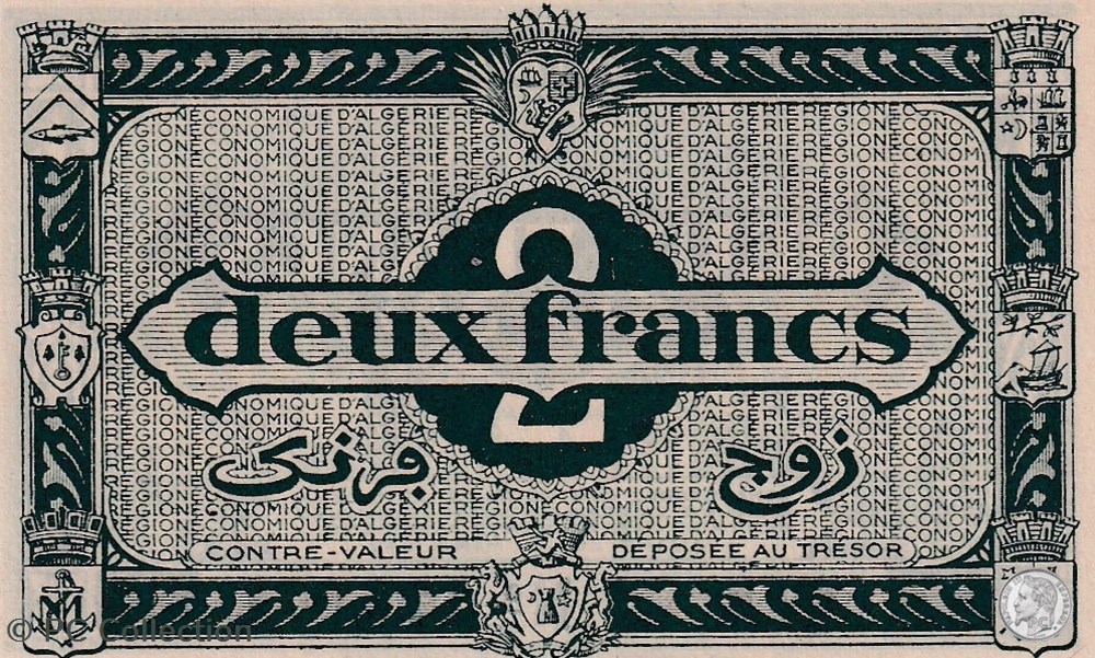 1944 Pick99a A 2 Franc algérien Unc billets afrique 1944 pick99a a 2 franc algerien unc