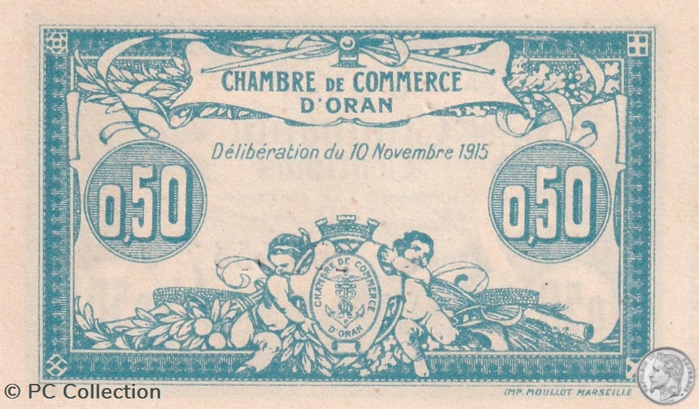 141-4 -10/11/1915 Oran 50 Cts - Série I - Cdc billets afrique algerie 141 4 10 11 1915 oran 50 cts serie i cdc