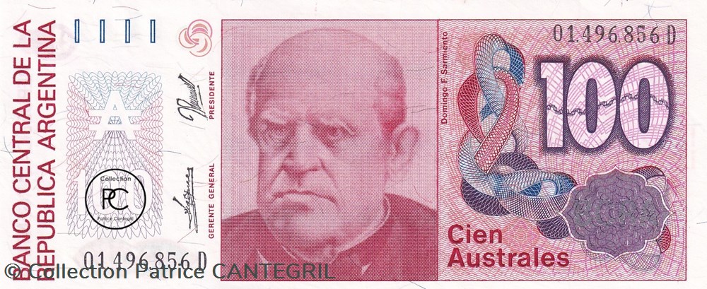 1989 Pick327c 100 ₳ - Austral argentin Unc billets amerique du sud argentine 1989 pick327c 100 austral argentin unc