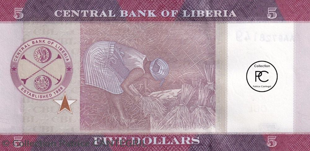 2016 Pick31a 5 $ - Dollar libérien Unc billets afrique liberia 2016 pick31a 5 dollar liberien unc