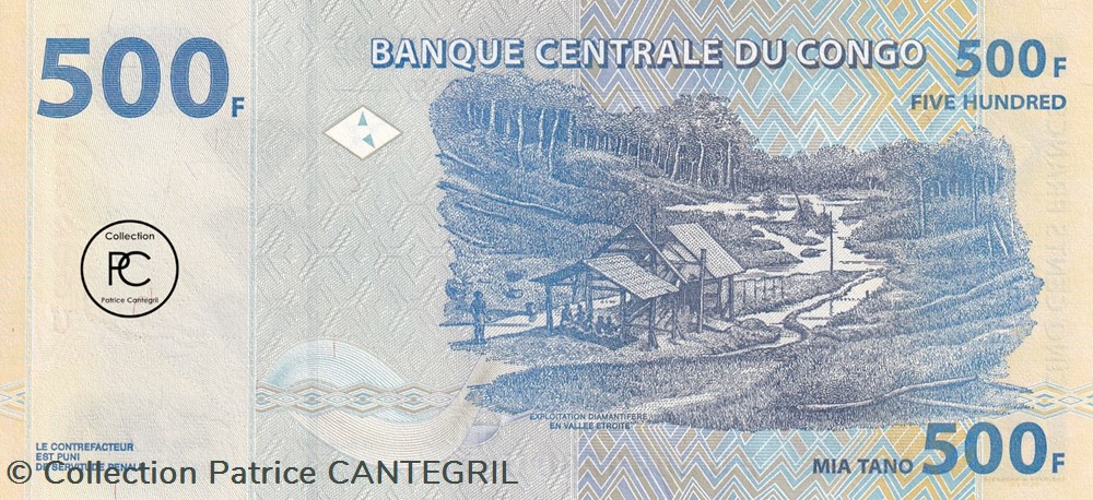 2002 Pick96a 500 FC - Franc congolais Unc (1) billets afrique republique du 2002 pick96a 500 fc franc congolais unc 1