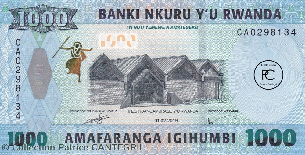 2019 Pick39b 1 000 RF - Franc rwandais Unc billets afrique 2019 pick39b 1 000 rf franc rwandais unc