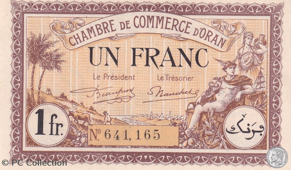141-33- 18/1/1922 Oran 1 Franc Cdc billets afrique algerie 141 33 18 1 1922 oran 1 franc cdc