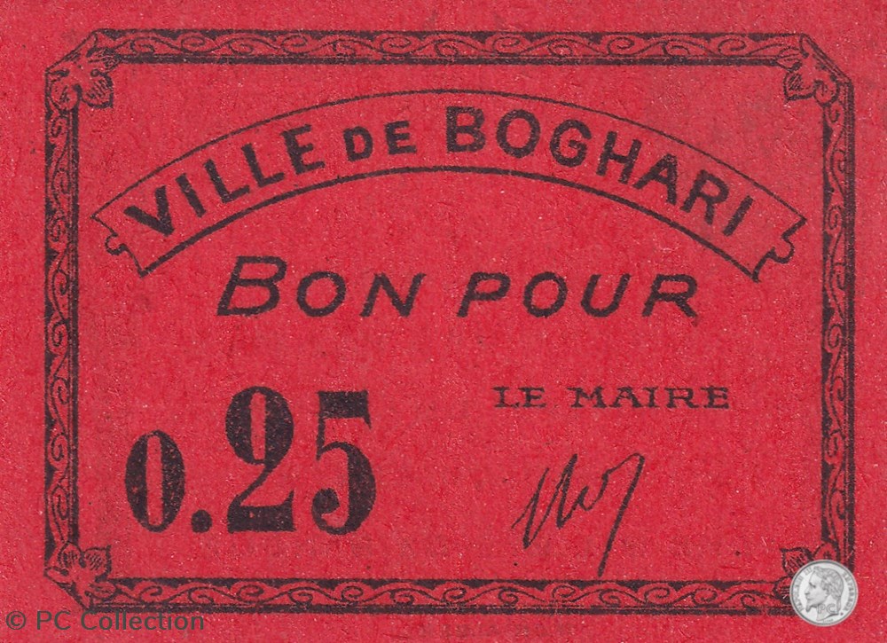 BOGHARI 3 - 0,25 franc - 1916 (2) billets afrique algerie boghari 3 0 25 franc 1916 2