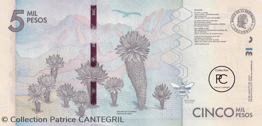 2017 Pick459c 5 000 $ - Peso colombien Unc billets amerique du sud 2017 pick459c 5 000 peso colombien unc