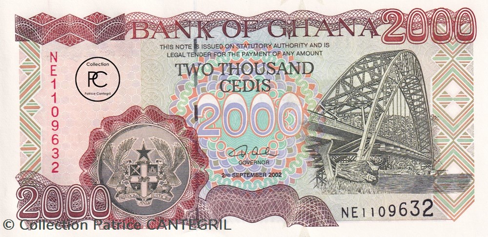 2002 Pick33g 2 000 GH₵ - Cedi ghanéen Unc billets afrique ghana 2002 pick33g 2 000 gh cedi ghaneen unc