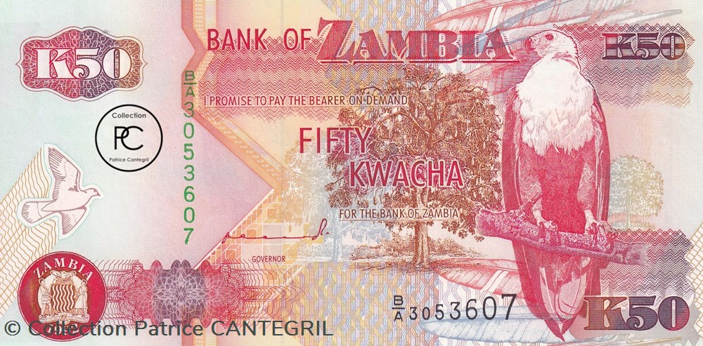 1992 Pick37a 50 ZK - Kwacha zambien Unc billets afrique 1992 pick37a 50 zk kwacha zambien unc