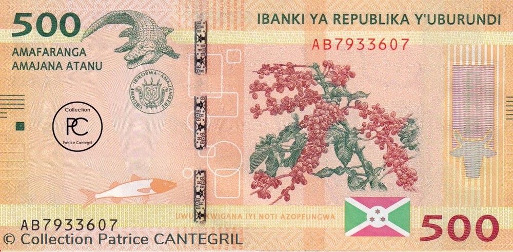 2015 Pick50a 500 FBu - Franc burundais Unc billets afrique burundi 2015 pick50a 500 fbu franc burundais unc