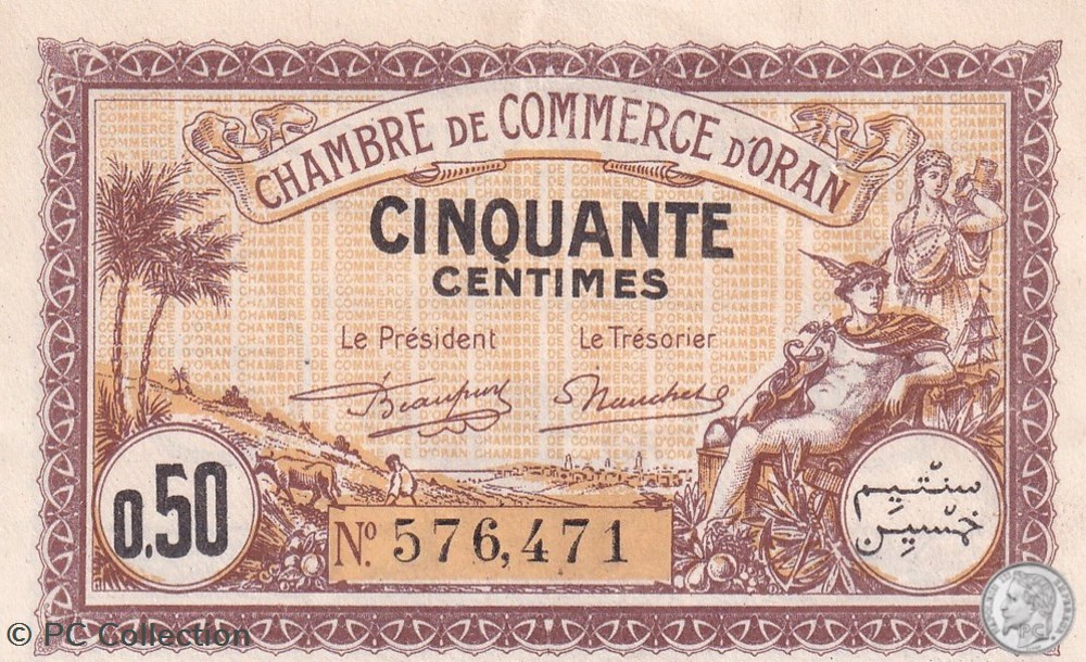 141-31- 18/1/1922 Oran 50 Cts Cdc billets afrique algerie 141 31 18 1 1922 oran 50 cts cdc