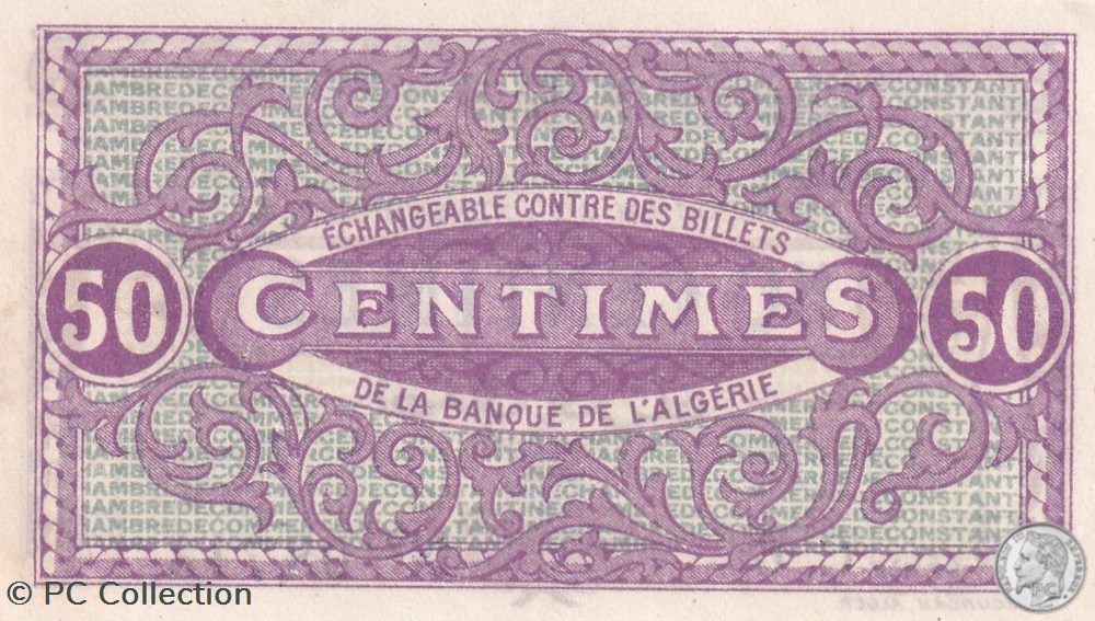 billets afrique algerie 140 21 3 11 1919 constantine 50 centimes cdc series c6