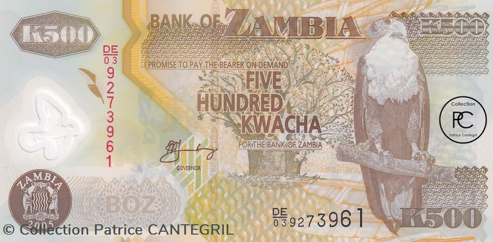 2005 Pick43d 500 ZK - Kwacha zambien Unc billets afrique 2005 pick43d 500 zk kwacha zambien unc