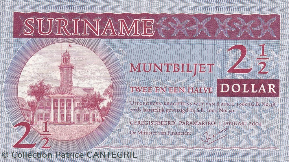 2½ Dollar Government 01.01.2004 Unc Pick 156 billets amerique du sud suriname 2 dollar government 01 01 2004 unc pick 156