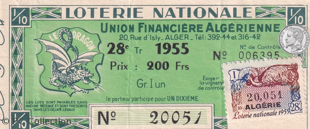 billets afrique union financiere algerienne 1 10eme 28eme tranche 1955