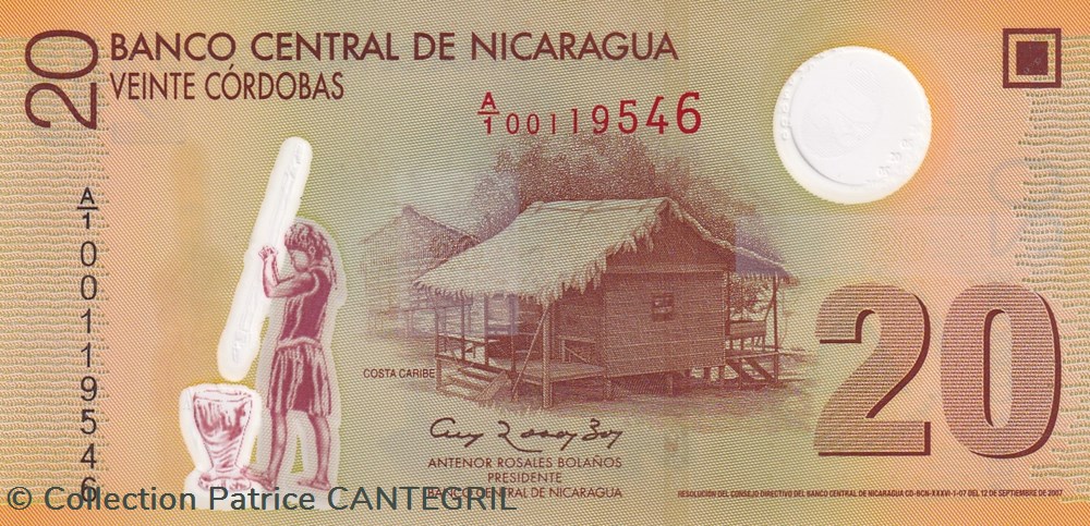 2007 Pick 202a 20 Córdobas Banco Central de Nicaragua Unc billets amerique centrale et caraibes 2007 pick 202a 20 cordobas banco central de nicaragua unc