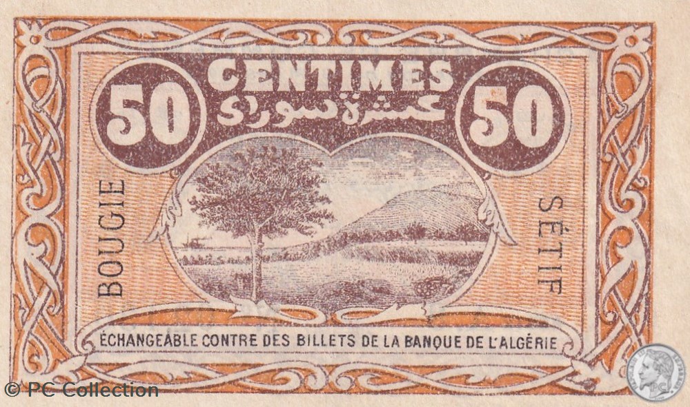 139-3- 9/3/1918 Bougie Sétif 50 cts Cdc Séries A.8 billets afrique algerie 139 3 9 3 1918 bougie setif 50 cts cdc series a 8