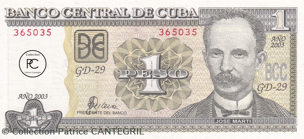 2003 Pick125 1 $MN - Peso cubain Unc billets amerique centrale et caraibes 2003 pick125 1 mn peso cubain unc