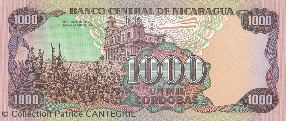 1.000 Córdobas Banco Central de Nicaragua 1985 Unc Pick 156a billets amerique centrale et caraibes 1 000 cordobas banco central de nicaragua 1985 unc pick 156a