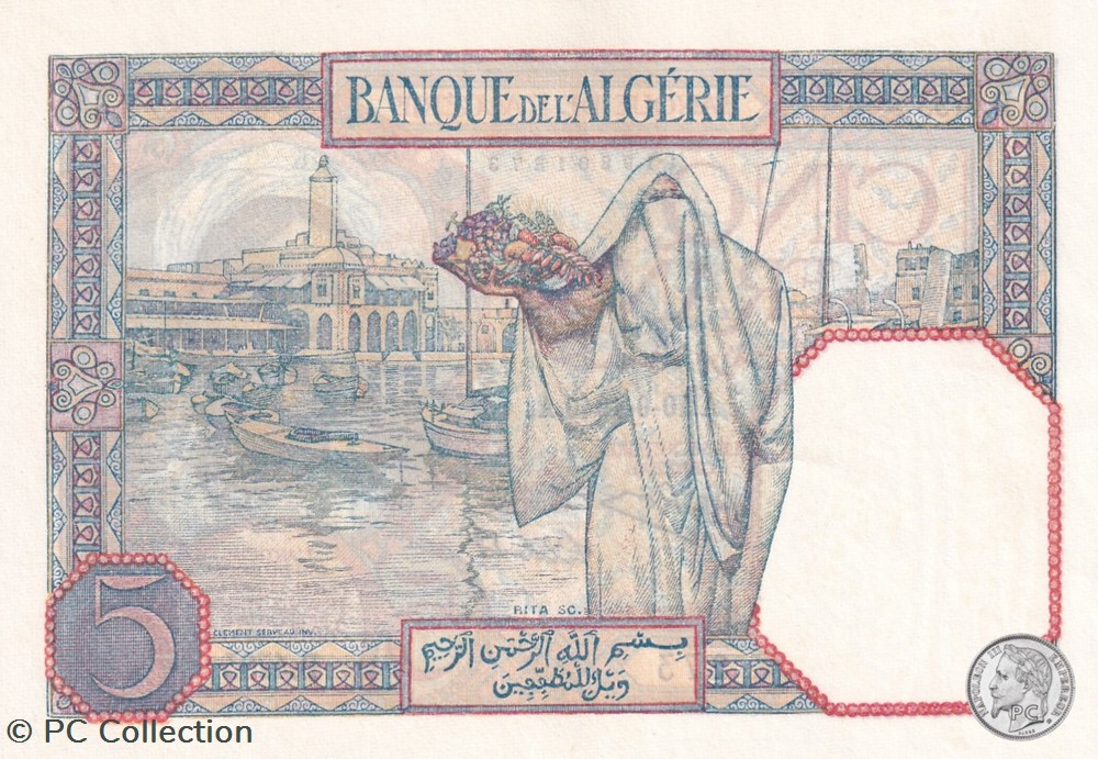 1940 Pick77c 273 5 Franc algérien Unc billets afrique 1940 pick77c 273 5 franc algerien unc