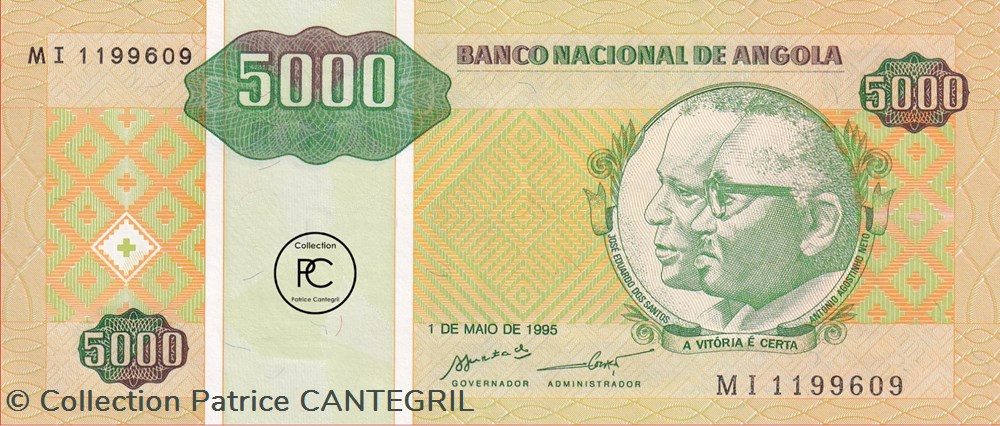 1995 Pick136 5 000 Kz - Kwanza angolais Unc billets afrique 1995 pick136 5 000 kz kwanza angolais unc