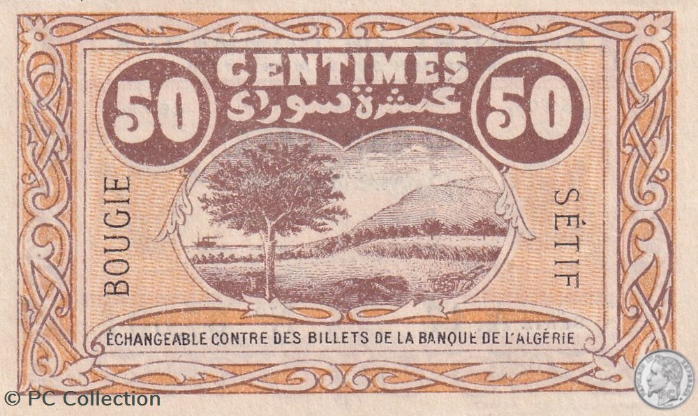 139-3- 9/3/1918 Bougie Sétif 50 cts Cdc Séries A.17 billets afrique algerie 139 3 9 3 1918 bougie setif 50 cts cdc series a 17