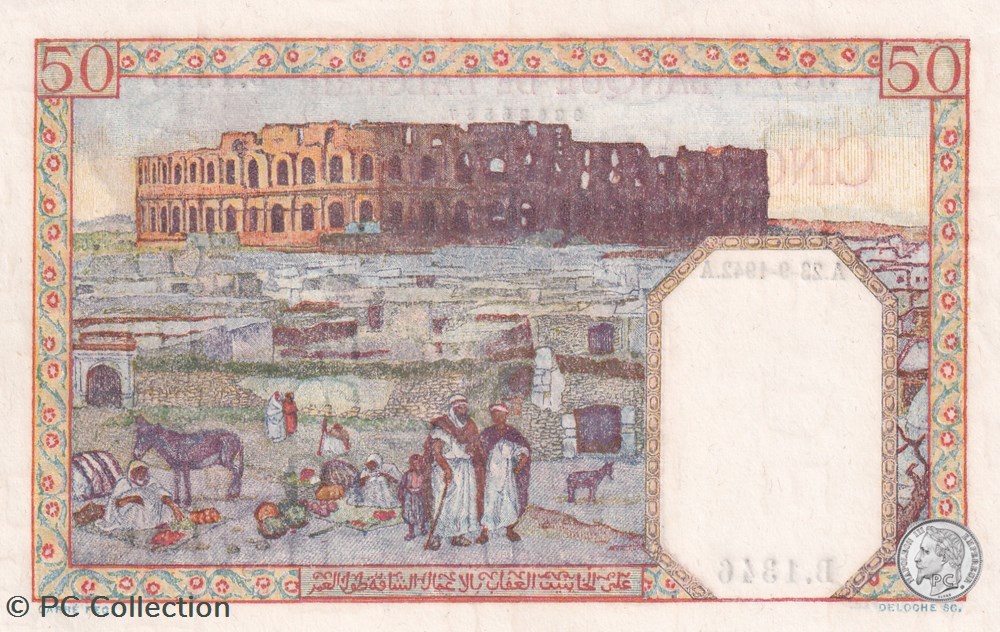 1942 Pick84 50 Franc algérien Unc billets afrique 1942 pick84 50 franc algerien unc