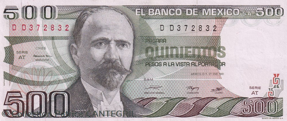 billets amerique du nord mexique 1981 pick 75a serie at 500 pesos banco de mexico s a unc