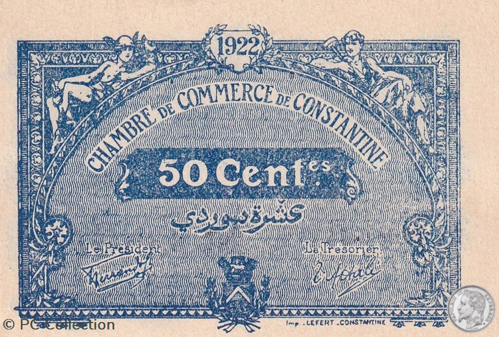 billets afrique algerie 140 33 12 10 1921 constantine 50 centimes cdc series c14