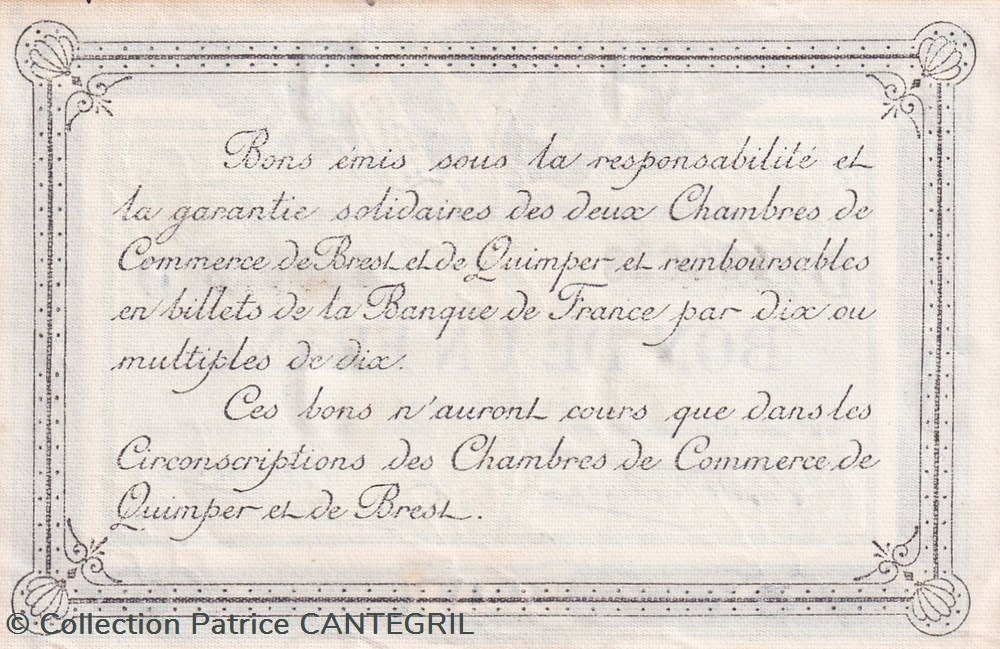 Bon de un franc chambre de commerce de Quimper et de brest 1918 TTB+ billets europe france bon de un franc chambre de commerce de quimper et de brest 1918 ttb