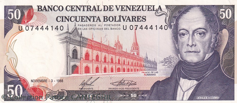 50 Bolívares Banco Central de Venezuela 03.11.1988 Unc Pick 65b billets amerique du sud 50 bolivares banco central de venezuela 03 11 1988 unc pick 65b