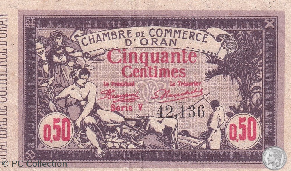 141-22-4/2/1920 Oran 50 Cts - Série V- Cdc billets afrique algerie 141 22 4 2 1920 oran 50 cts serie v cdc