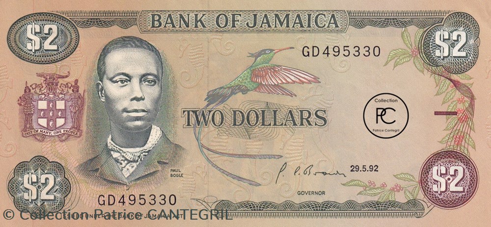 1992 Pick69d.2 2 $ - Dollar jamaïcain Unc billets amerique centrale et caraibes jamaique 1992 pick69d 2 2 dollar jamaicain unc