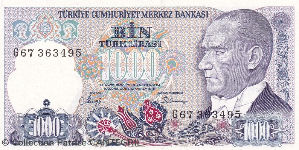 1.000 Türk Lirası Türkiye Cumhuriyet Merkez Bankası L. 1970 Unc Pick 196(2) billets asie turquie 1 000 turk liras turkiye cumhuriyet merkez bankas l 1970 unc pick 196 2