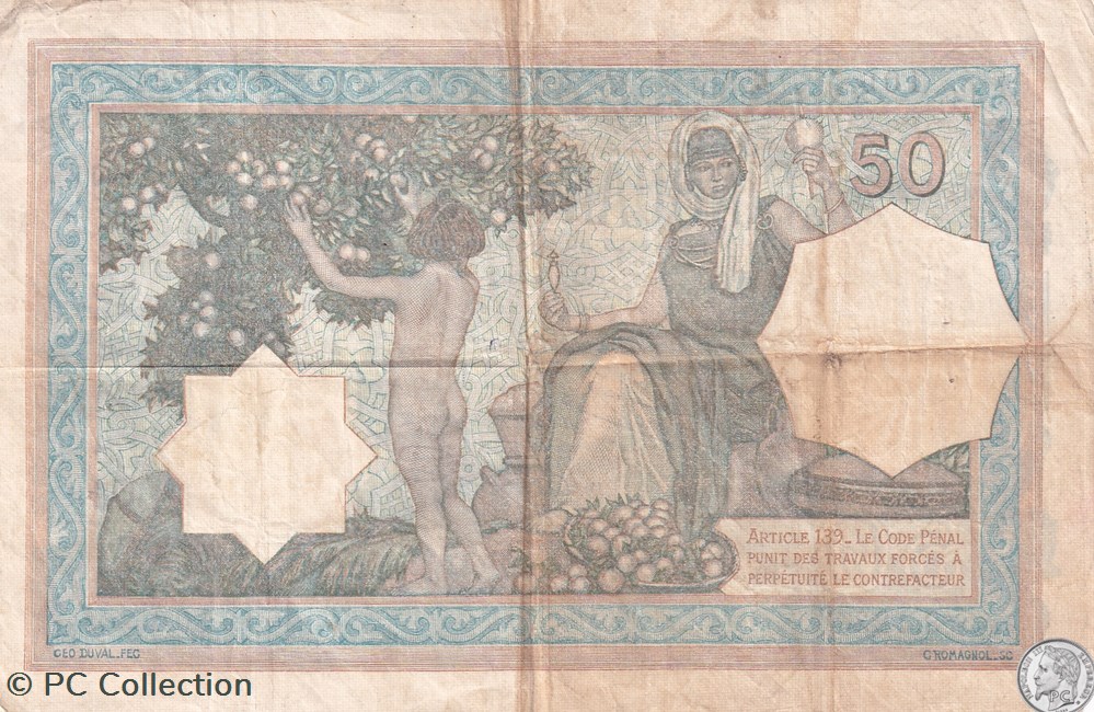 1933 Pick80 50 Franc Tunisie TB billets afrique algerie 1933 pick80 50 franc tunisie tb