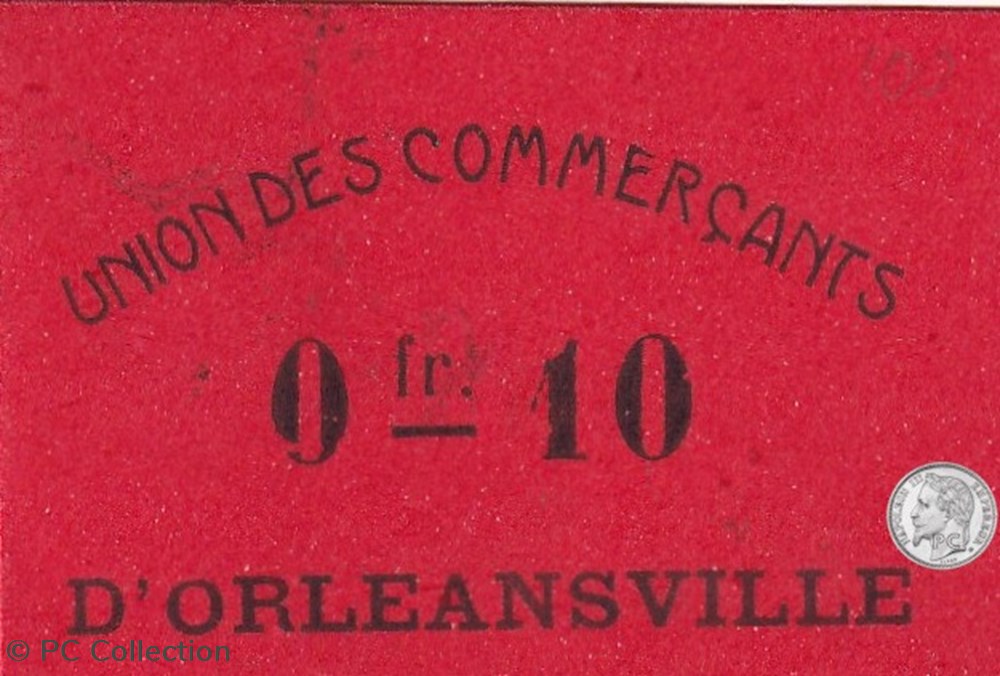 ORLEANSVILLE -5- 0,10 franc - 1916 -(1) billets afrique algerie orleansville 5 0 10 franc 1916 1