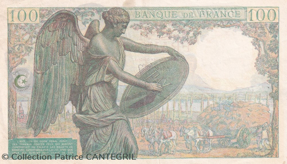 billets europe france 1943 pick 101b 100 francs descartes