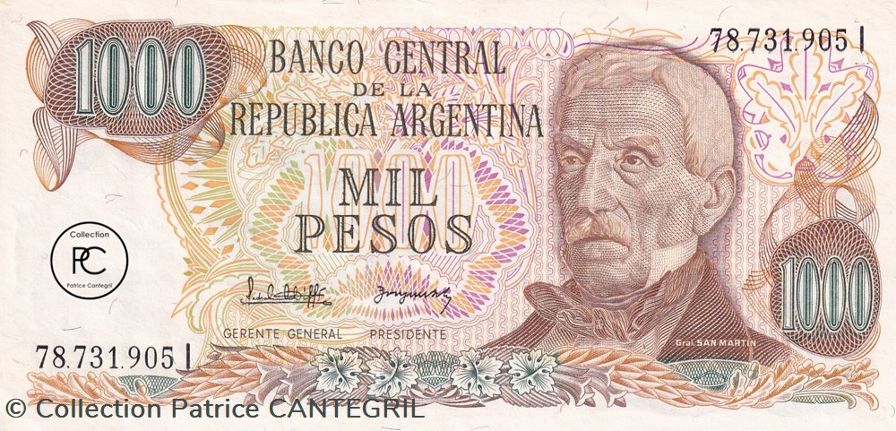 billets amerique du sud argentine 1982 pick304d 1 1 000 l peso ley argentin unc
