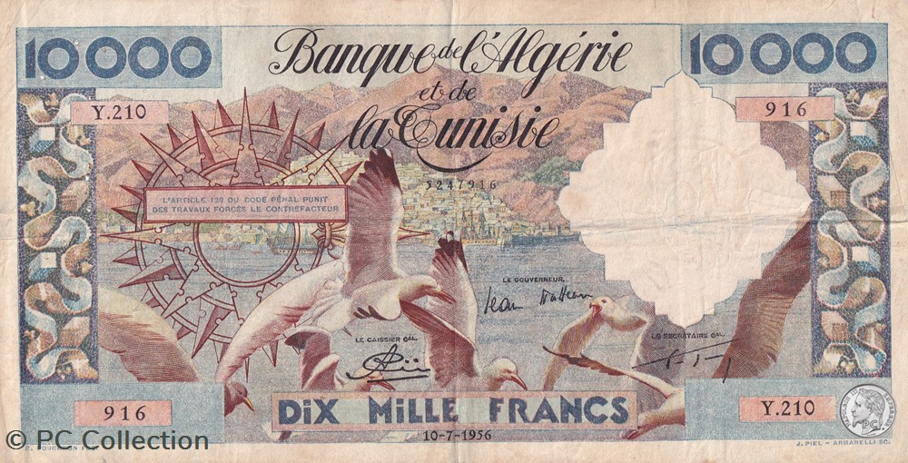 1956 Pick110 10 000 Franc algérien TTB billets afrique 1956 pick110 10 000 franc algerien ttb