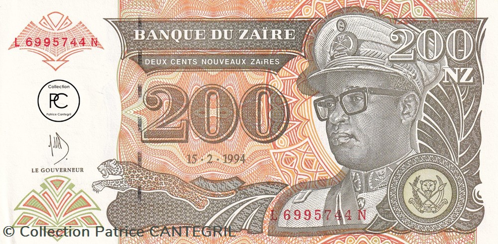 1994 Pick61a 200 NZ - Nouveau zaïre zaïrois Unc billets afrique 1994 pick61a 200 nz nouveau zaire zairois unc