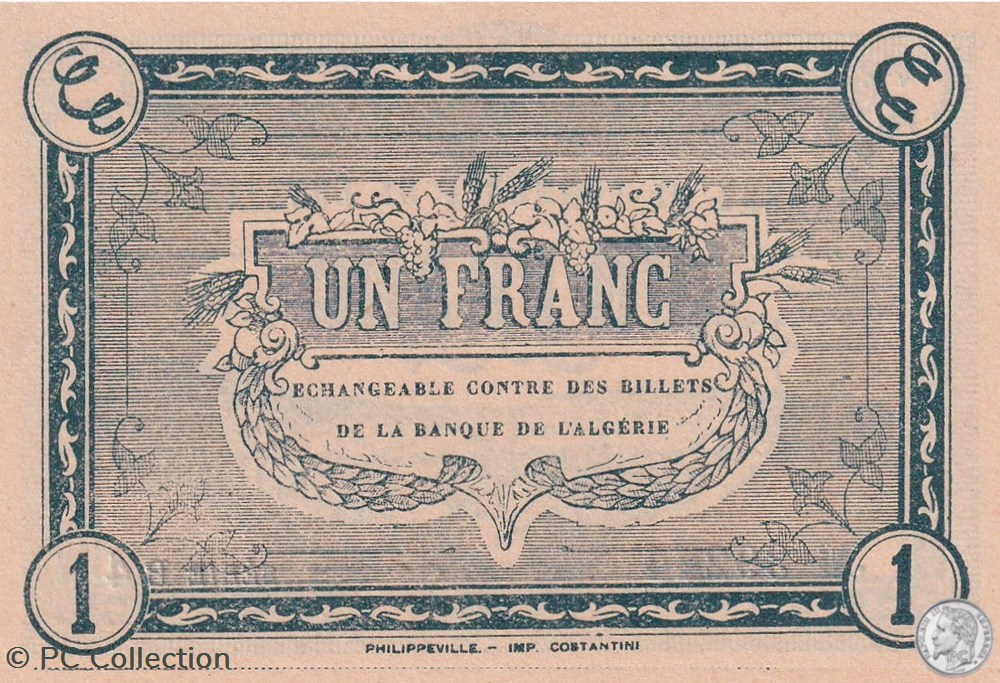 140-42- 20/11/1922 Constantine 1 Franc Cdc Séries B4 billets afrique algerie 140 42 20 11 1922 constantine 1 franc cdc series b4