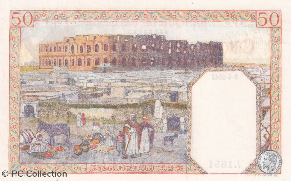 1945 Pick12 494 50 Franc algérien Unc billets afrique 1945 pick12 494 50 franc algerien unc