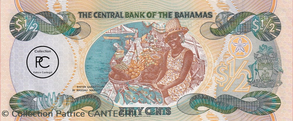 2001 Pick68 ½ $ - Dollar bahaméen Unc billets amerique centrale et caraibes bahamas 2001 pick68 dollar bahameen unc