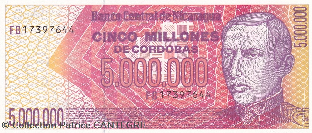 1990 Pick 165 5.000.000 Córdobas Banco Central de Nicaragua Unc billets amerique centrale et caraibes 1990 pick 165 5 000 000 cordobas banco central de nicaragua unc
