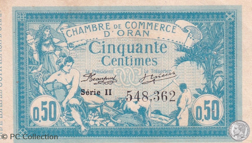 141-4 -10/11/1915 Oran 50 Cts - Série II - Cdc billets afrique algerie 141 4 10 11 1915 oran 50 cts serie ii cdc