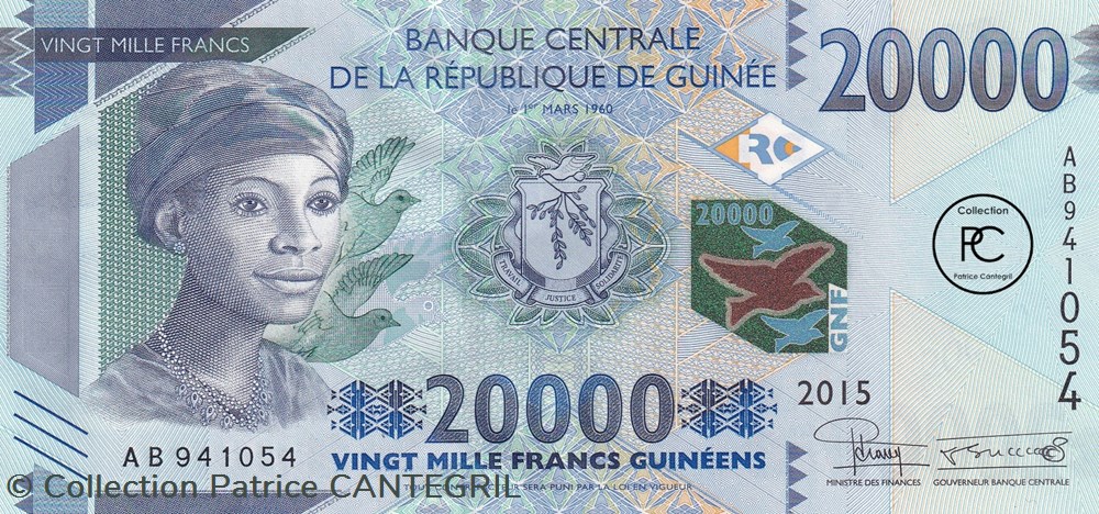 billets afrique 2015 pick50a 20 000 gfr franc guineen unc