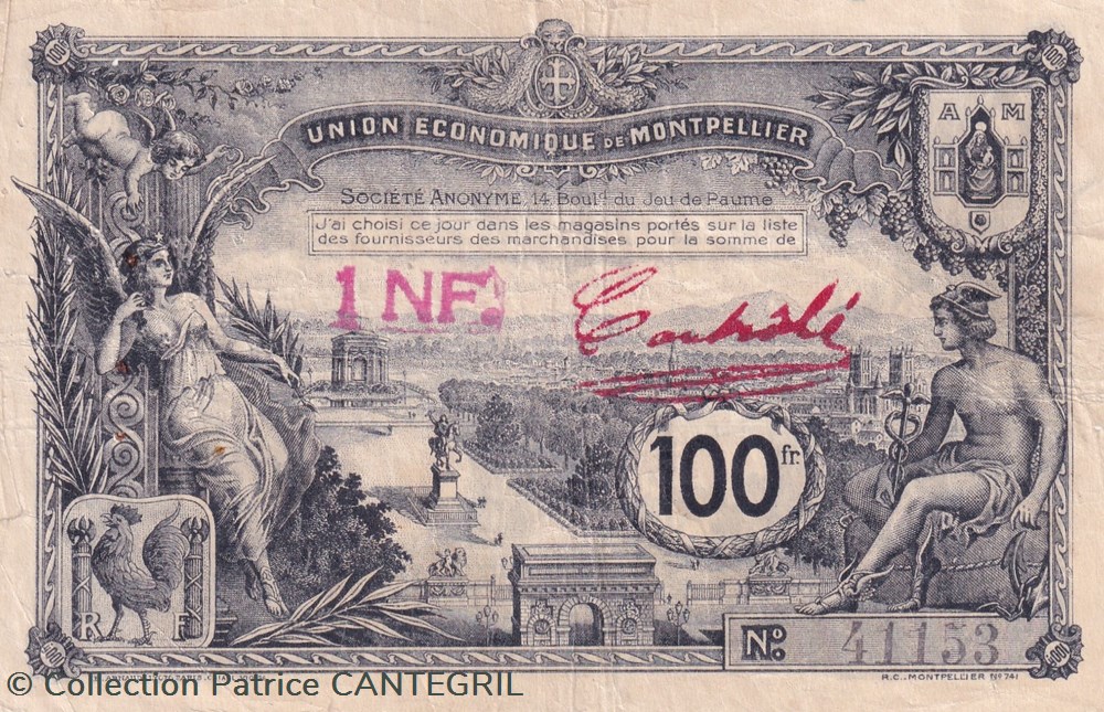 billets 1nf sur 100f union economique montpellier